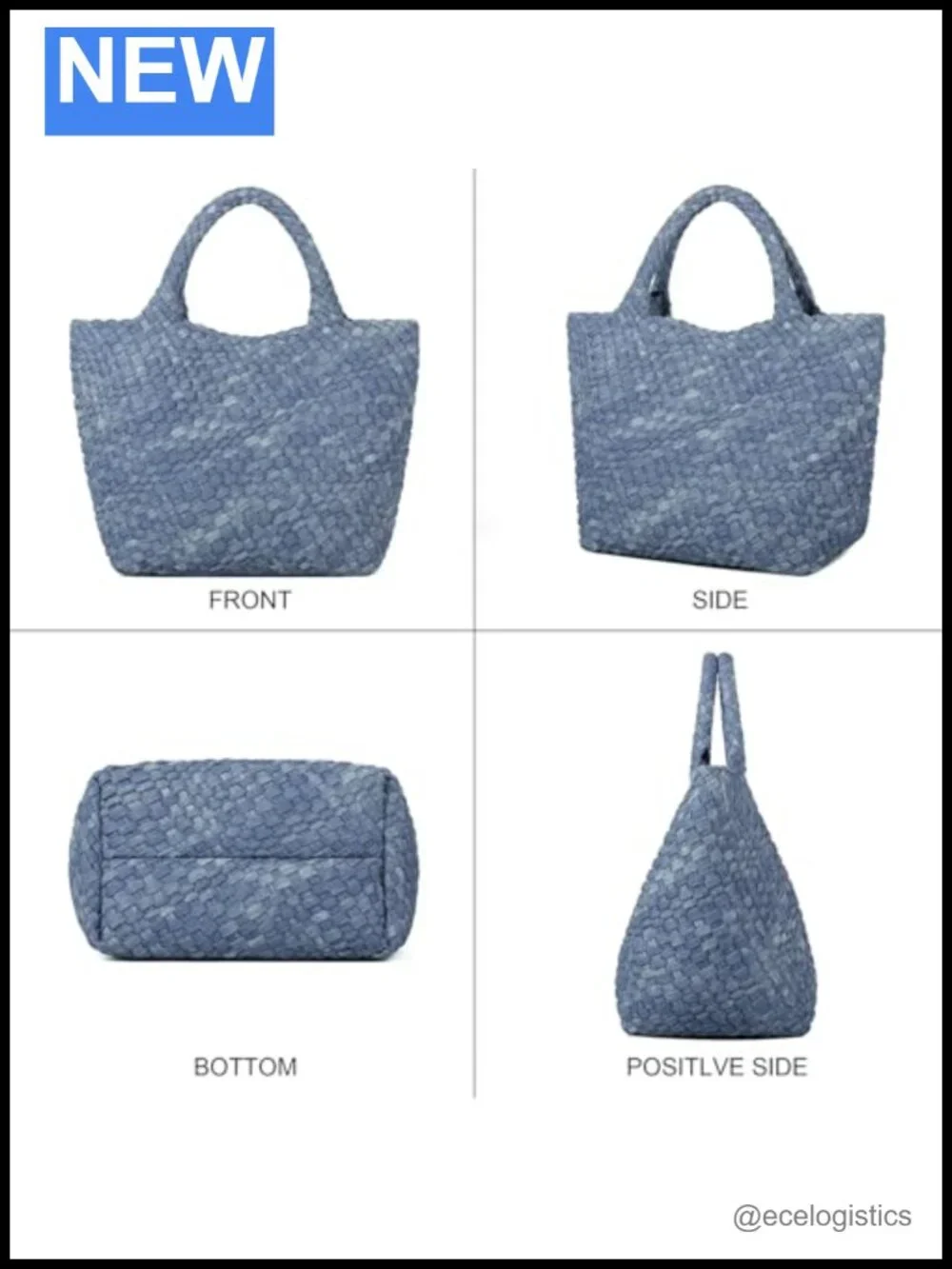 Vegan Leather Woven Shoulder Tote Handbag with Detachable Satchel Strap Handmade